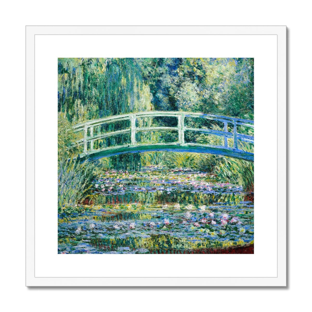 Claude Monet Framed Open Edition Art Print. 'Water Lilies and Japanese Bridge'. Art Gallery Historic Art