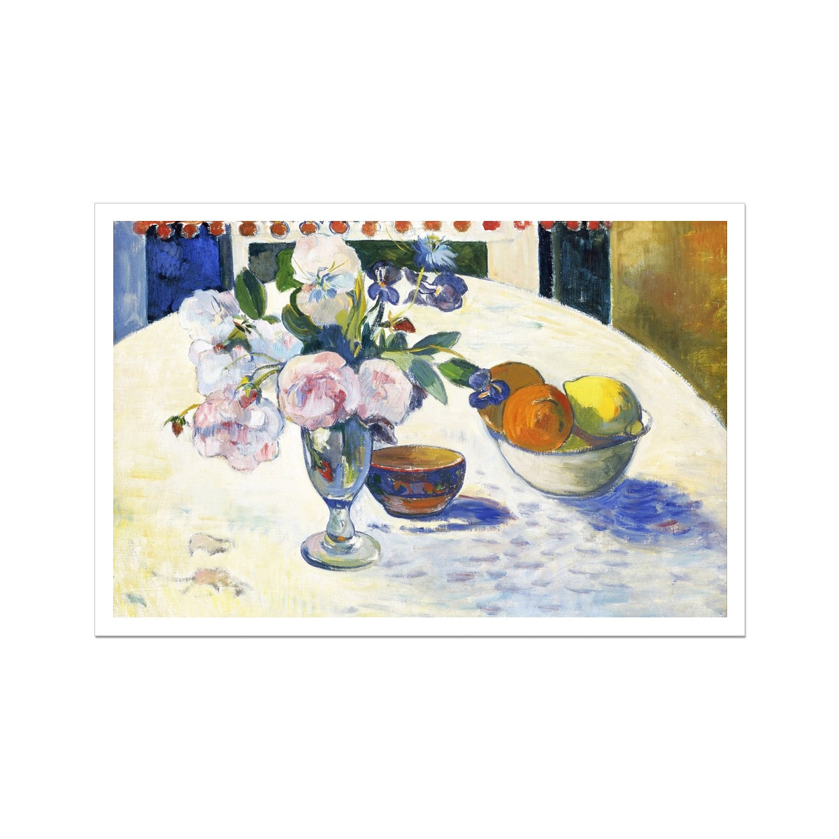 'Flowers and a Bowl of Fruit', Still Life by Paul Gauguin. Open Edition Fine Art Print. Historic Art
