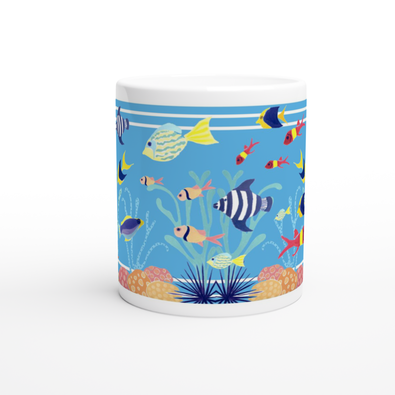 Joanne Short Ceramic Cornish Art Mug. Tropical Sea Fish.