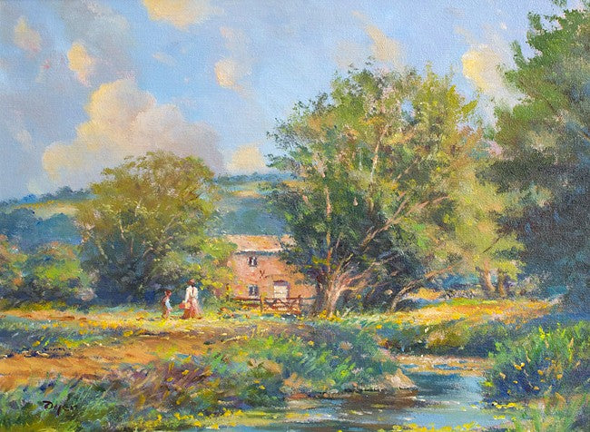 Original Oil Painting on Canvas. The Old Mill House. By British Artist Ted Dyer.