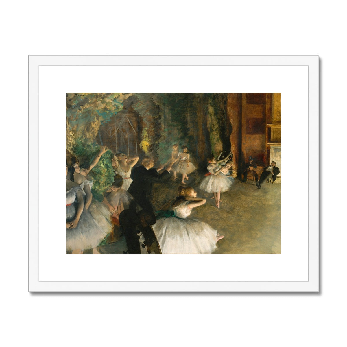 The Rehearsal of the Ballet Onstage by Edgar Degas. Framed Open Edition Fine Art Print. Historic Art