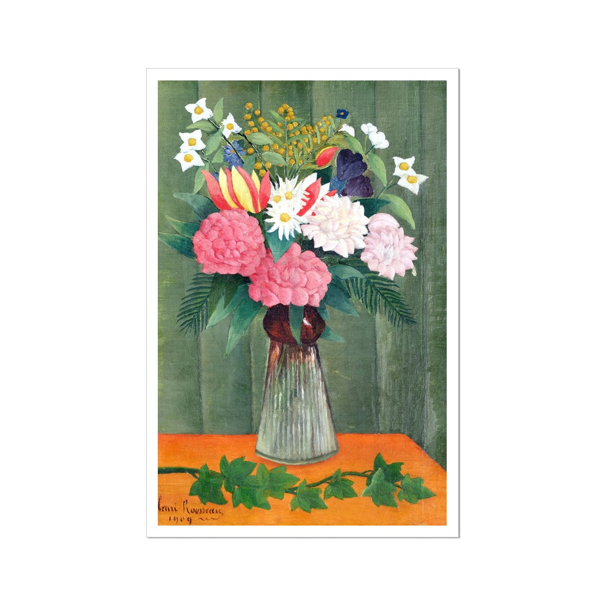 'Flowers in a Vase' Still Life by Henri Rousseau. Open Edition Fine Art Print. Historic Art