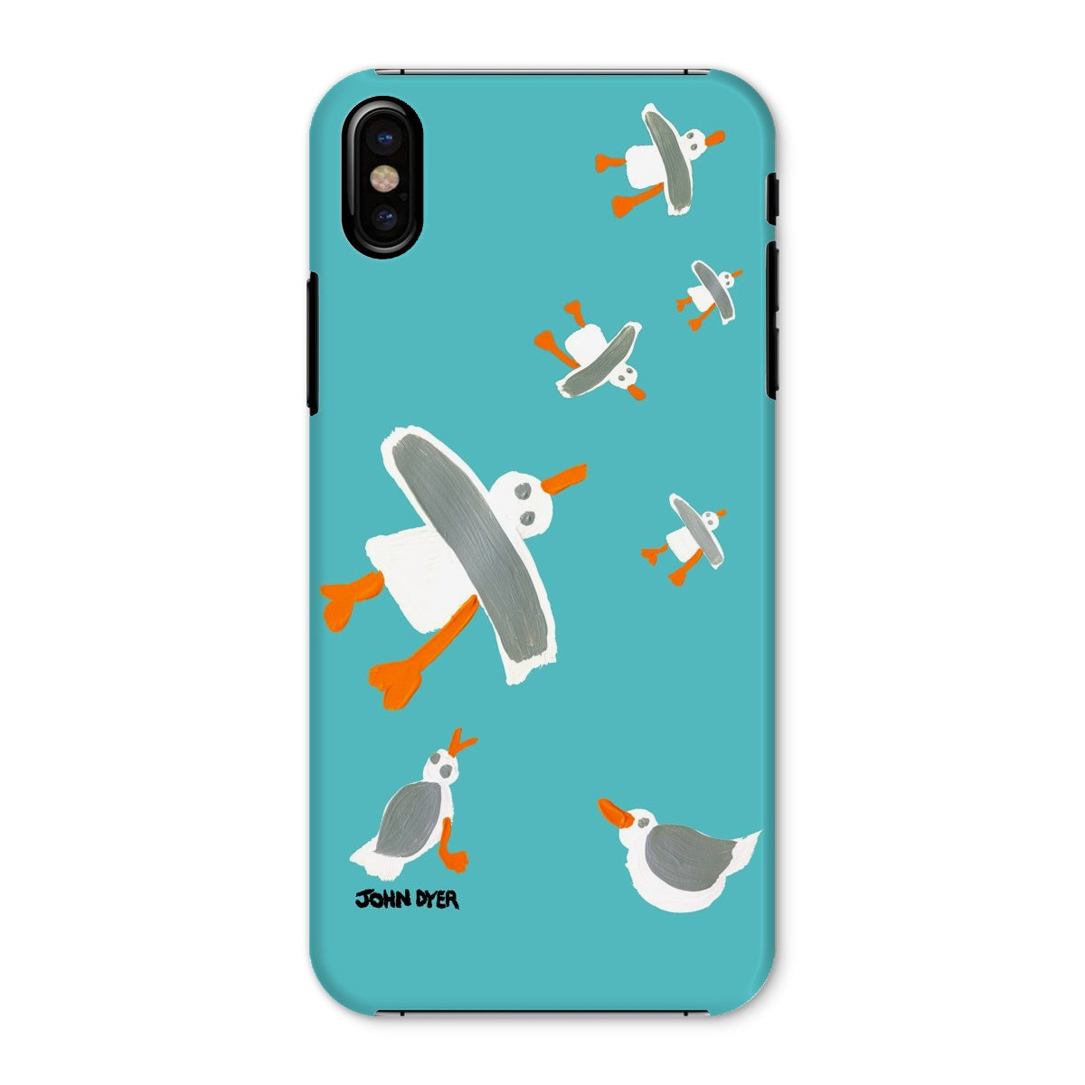 Snap Art Phone Case. Cornish Seagulls - Teal Colour. Artist John Dyer. Cornwall Art Gallery