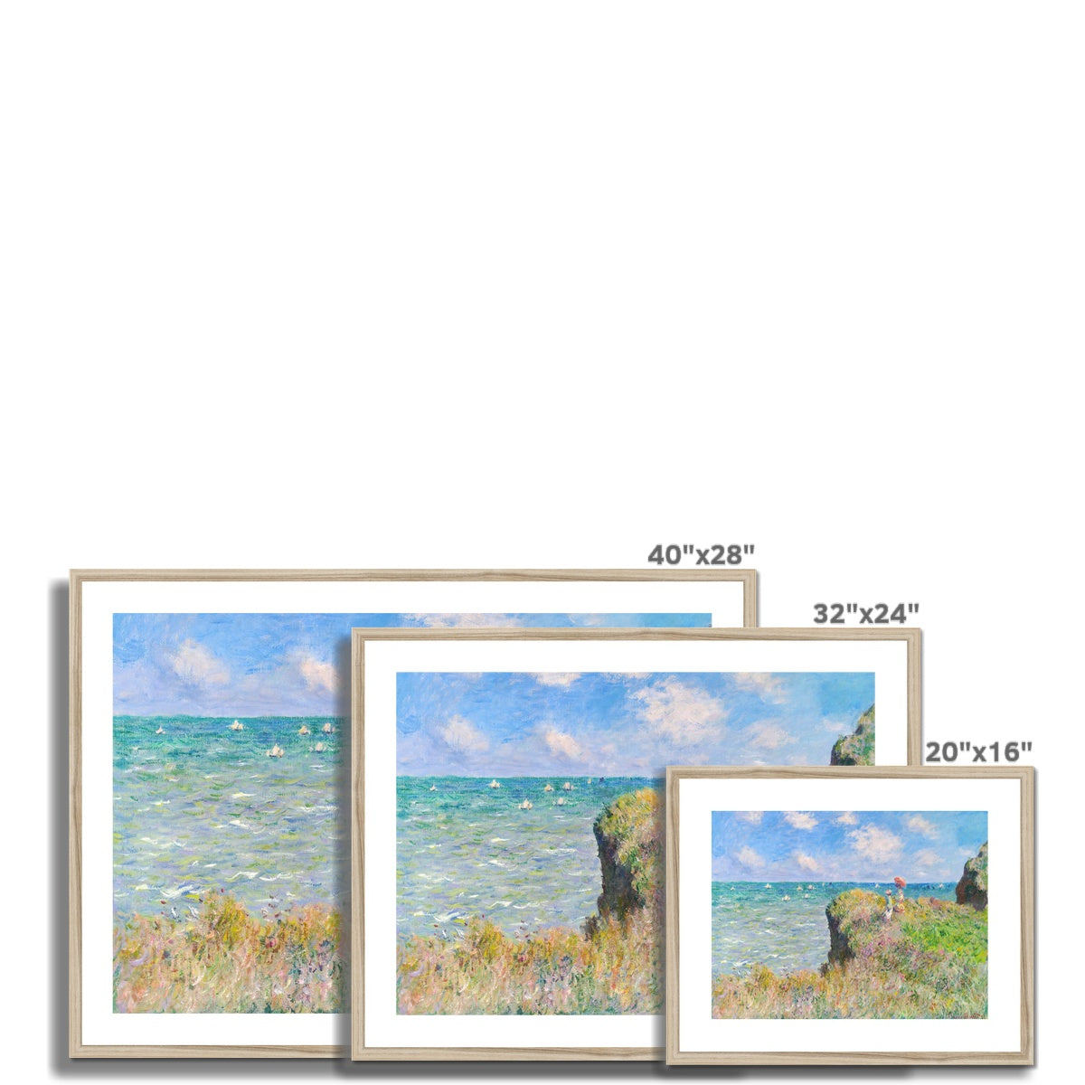 &#39;Cliff Walk at Pourville&#39; by Claude Monet. Open Edition Fine Art Print. Historic Art Framed &amp; Mounted Print