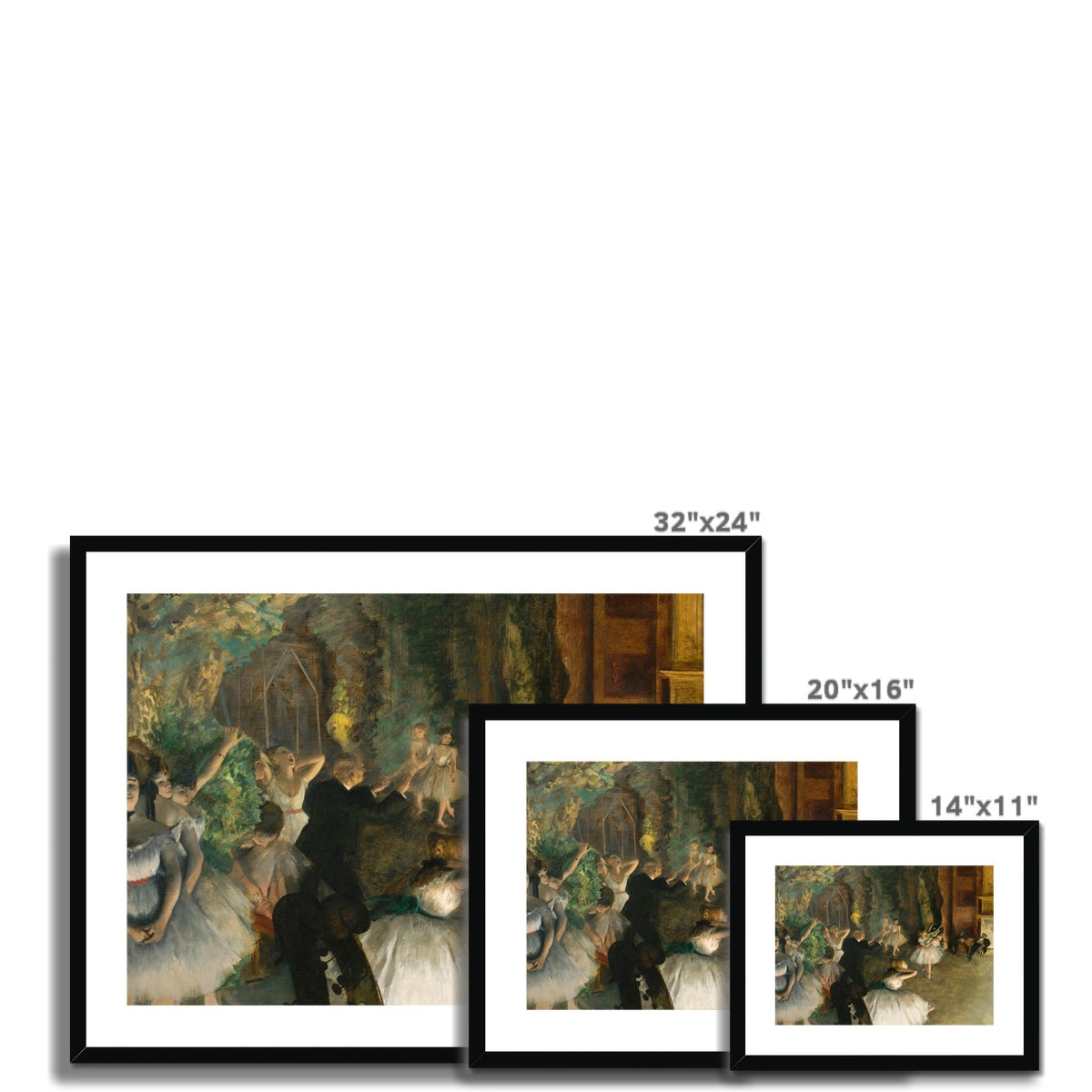 The Rehearsal of the Ballet Onstage by Edgar Degas. Framed Open Edition Fine Art Print. Historic Art