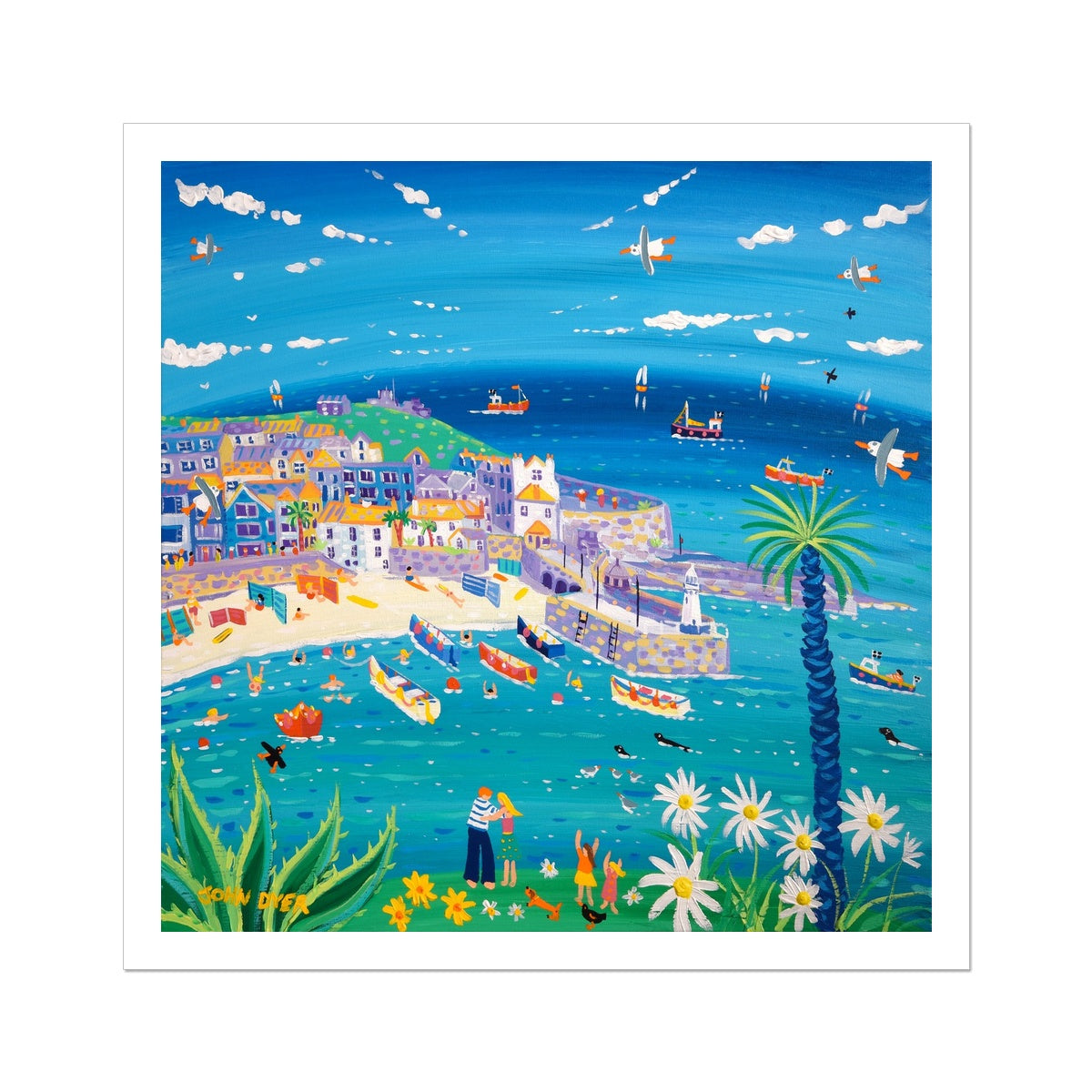 John Dyer Fine Art Print. Open Edition Cornish Art Print. 'View across St Ives'. Cornwall Art Gallery