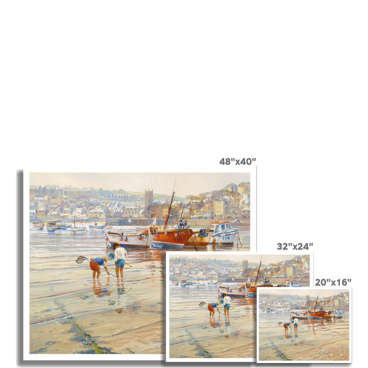 Ted Dyer Fine Art Print. Open Edition Cornish Art Print. &#39;Calm Waters, St Ives Harbour, Cornwall&#39;. Cornwall Art Gallery