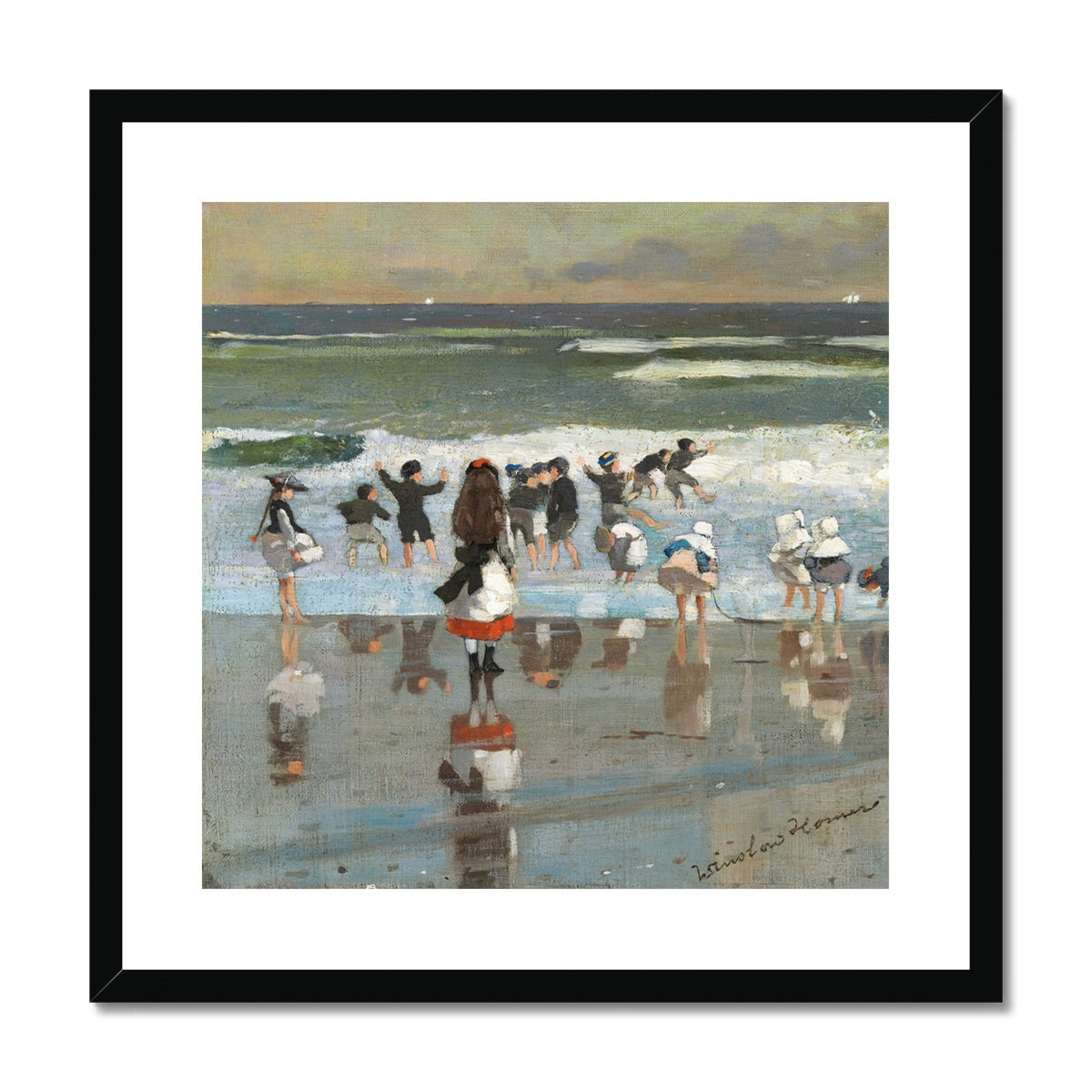 Winslow Homer Framed Open Edition Art Print. 'Beach Scene'. Art Gallery Historic Art