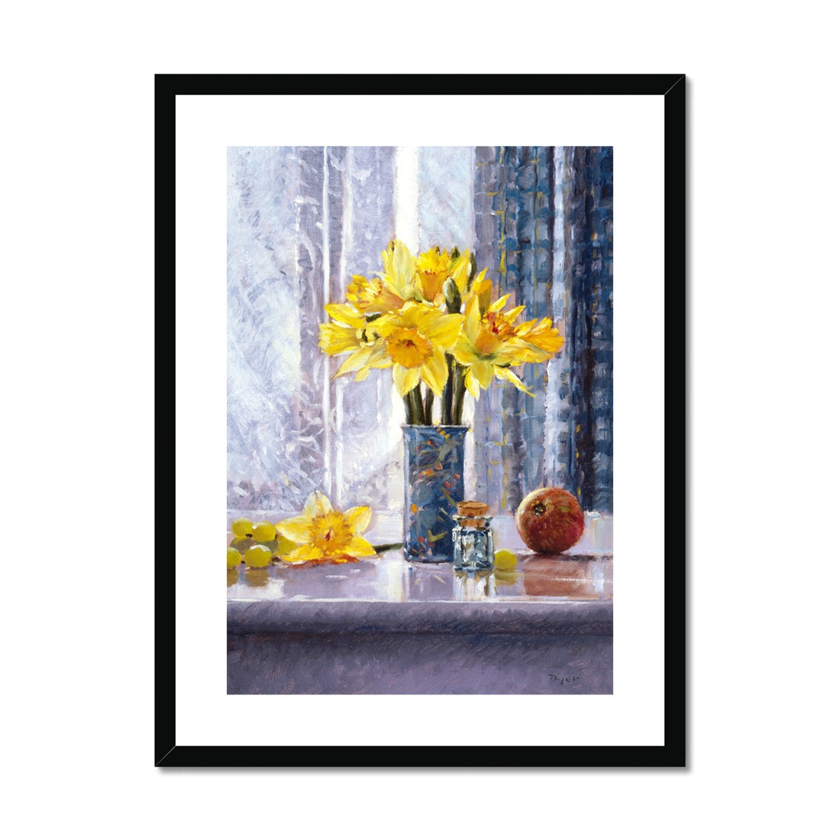 Ted Dyer Framed Open Edition Cornish Fine Art Print. 'Daffodils Still Life'. Cornwall Art Gallery