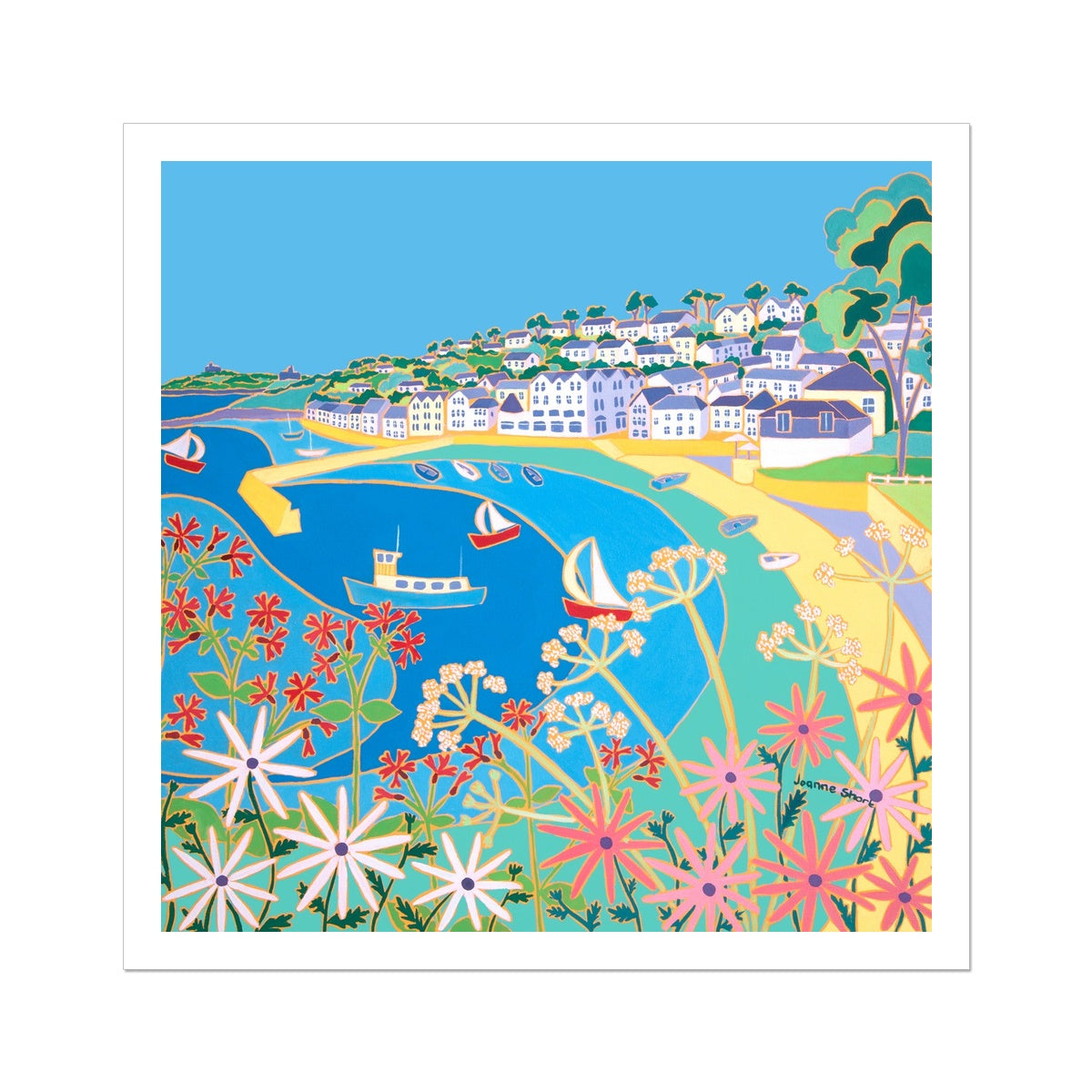 Joanne Short Open Edition Cornish Art Print. 'Summer Colours St Mawes'. Cornwall Art Gallery