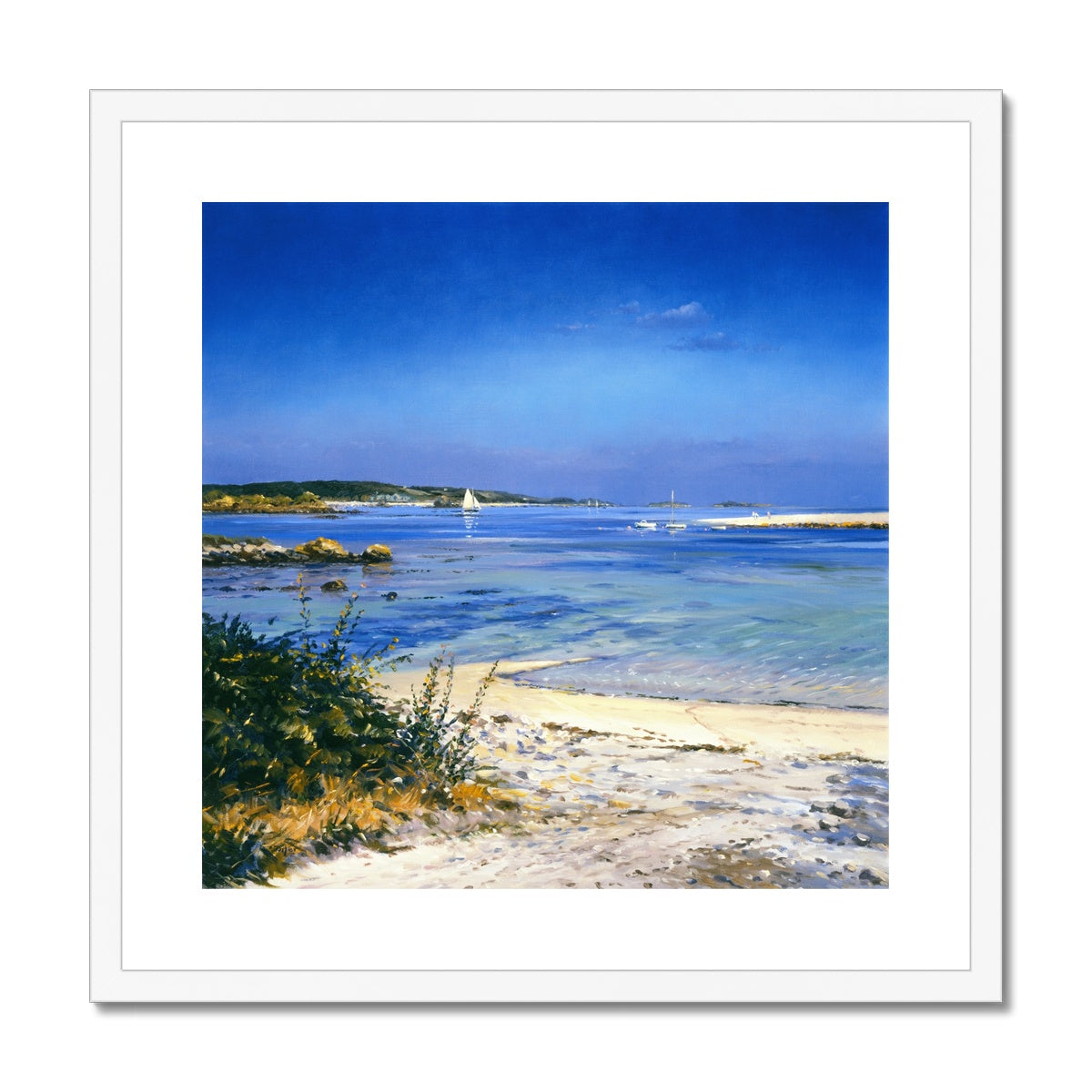 Ted Dyer Framed Open Edition Cornish Fine Art Print. &#39;Clear Waters, Tresco&#39;. Cornwall Art Gallery