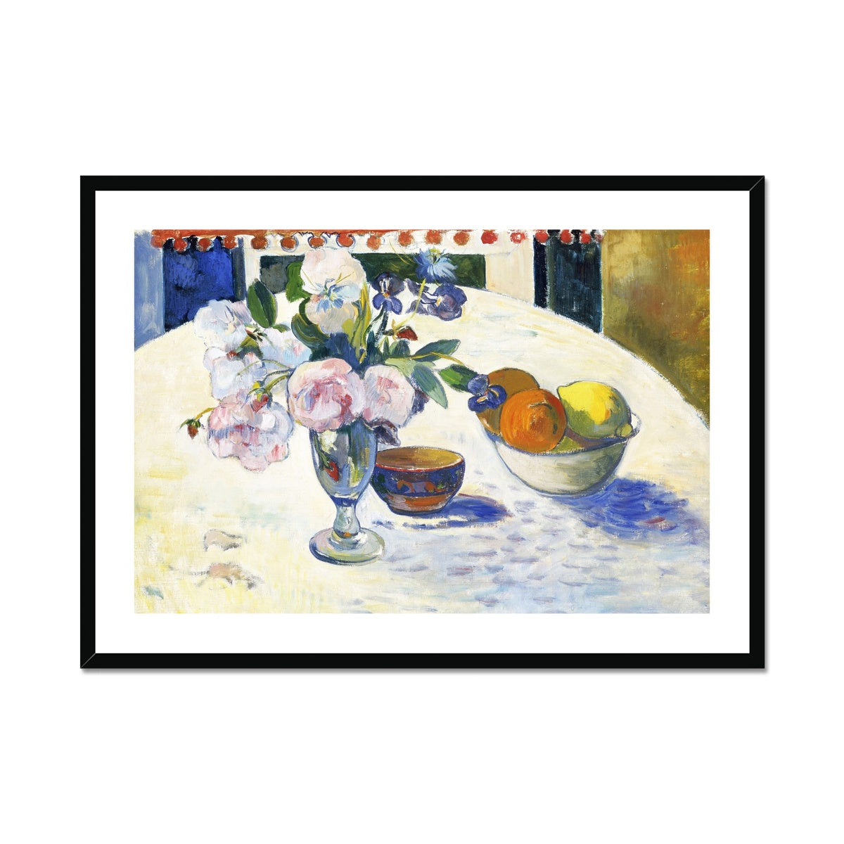 Paul Gauguin Still Life Framed Open Edition Art Print. &#39;Flowers and a Bowl of Fruit. Art Gallery Historic Art