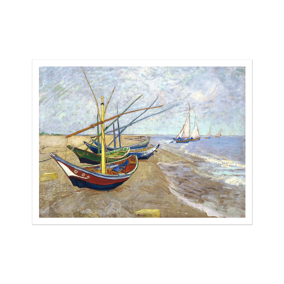&#39;Barques aux Saintes-Maries&#39; by Vincent Van Gogh. Open Edition Fine Art Print. Art Gallery Historic Art
