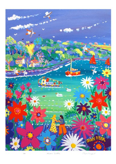 Signed Limited Edition Print by Cornish Artist John Dyer. Malpas Cuddle.