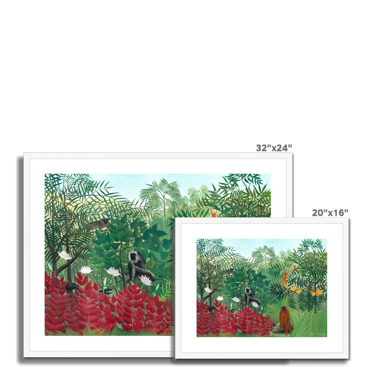 Henri Rousseau Framed Open Edition Art Print. &#39;Tropical Forest with Monkeys&#39;. Art Gallery Historic Art