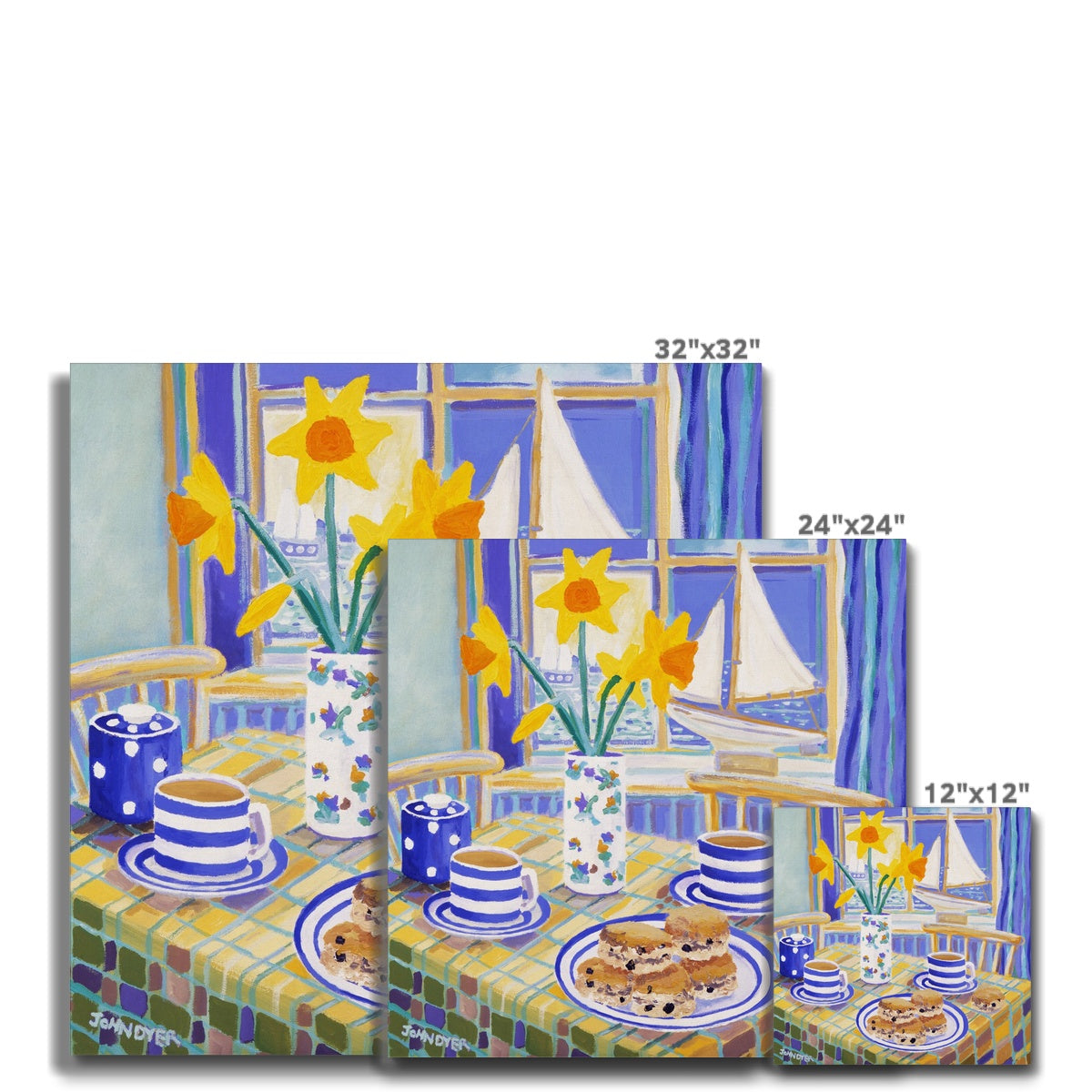 'Cornish Tea for Two Still Life', Canvas Art Print by John Dyer