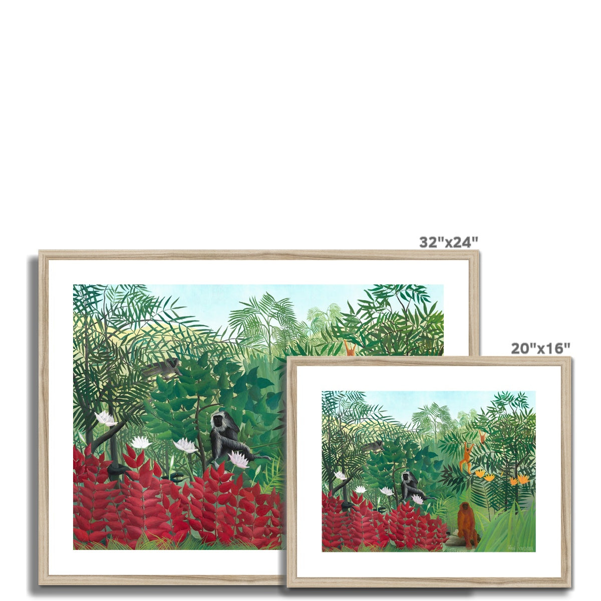 Henri Rousseau Framed Open Edition Art Print. &#39;Tropical Forest with Monkeys&#39;. Art Gallery Historic Art