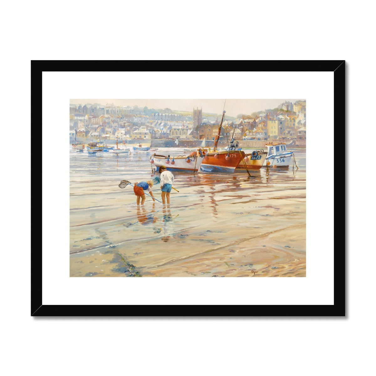 Ted Dyer Framed Open Edition Cornish Fine Art Print. 'Calm Waters, St Ives Harbour'. Cornwall Art Gallery