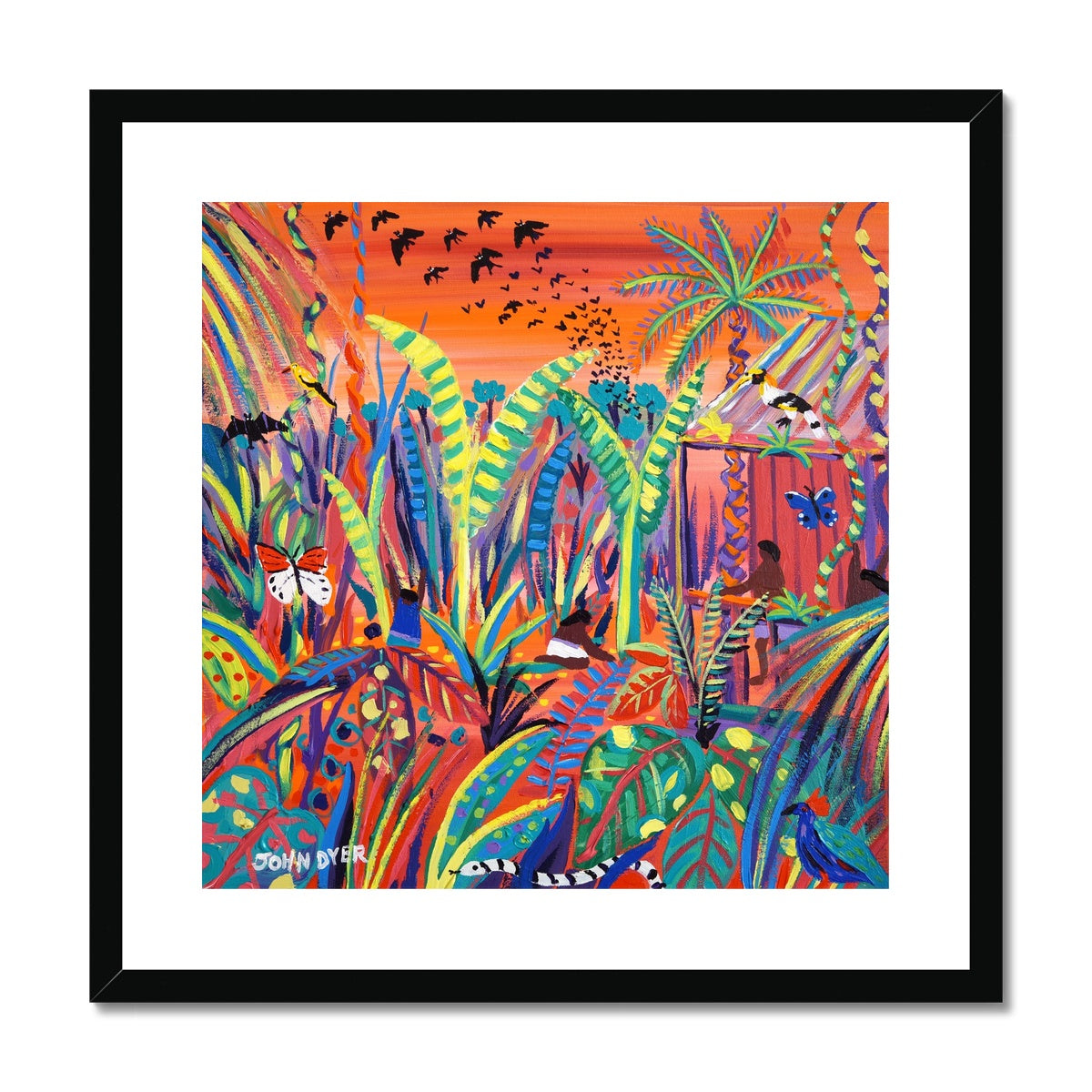 John Dyer Framed Open Edition Jungle Fine Art Print. 'Borneo Rainforest Sunset'. Cornwall Art Gallery