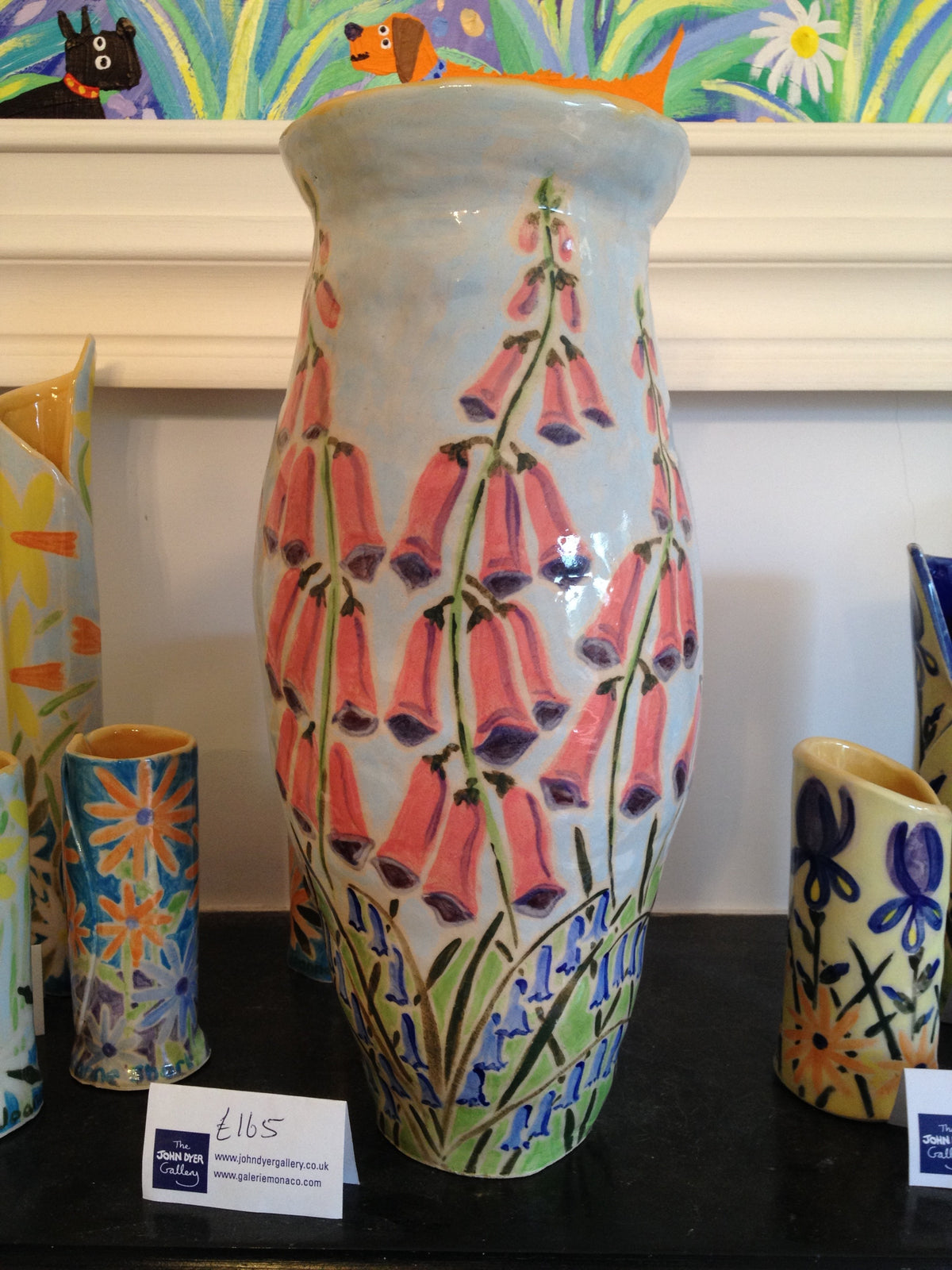Joanne Short Cornish Ceramic Vase. Bluebells and Foxgloves