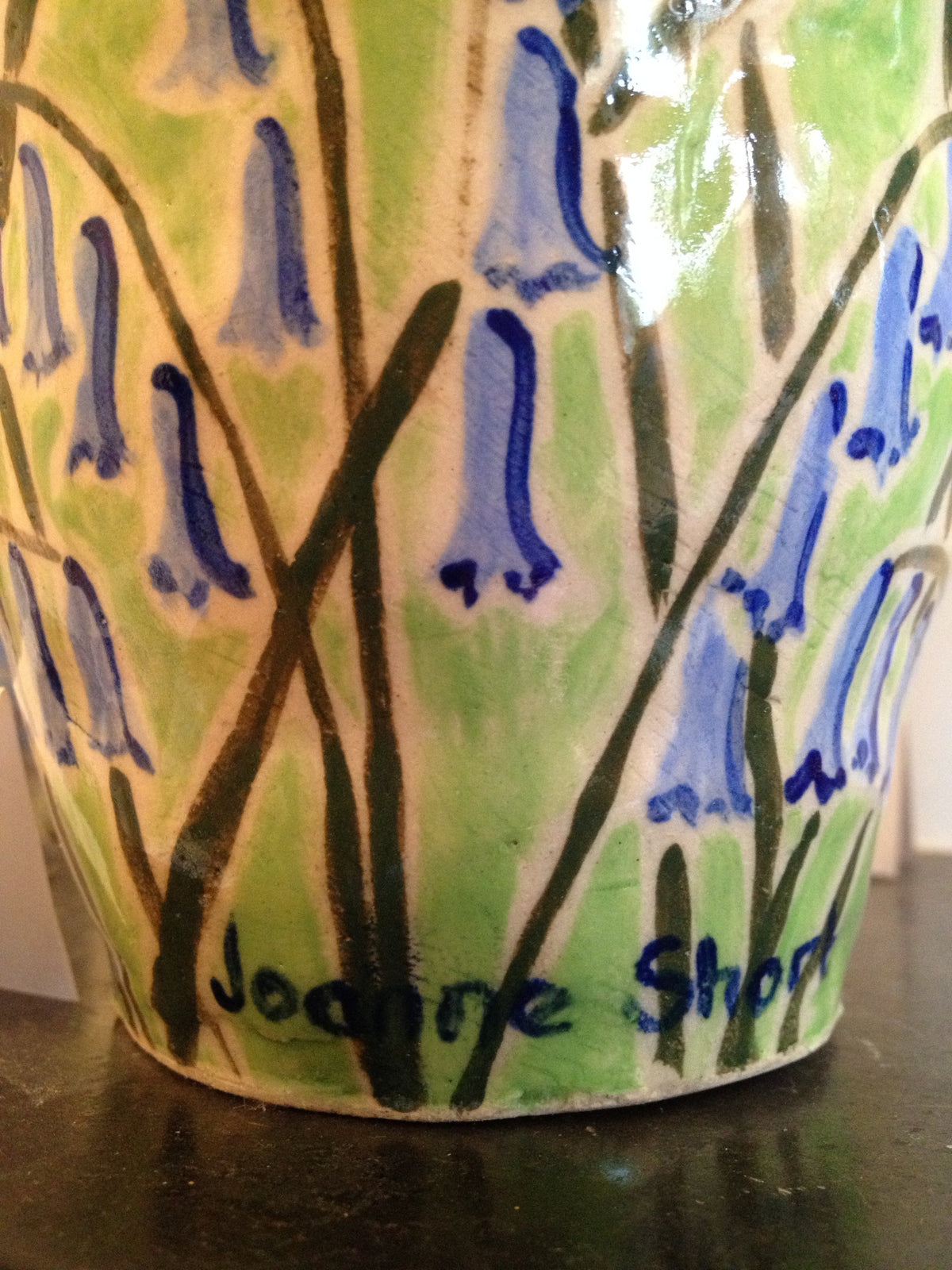 Joanne Short Cornish Ceramic Vase. Bluebells and Foxgloves