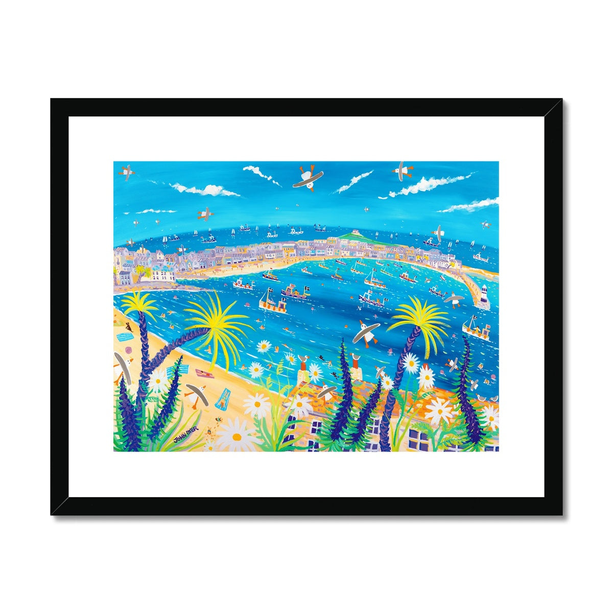 John Dyer Framed Open Edition Cornish Art Print. 'St Ives Blue'. Cornwall Art Gallery