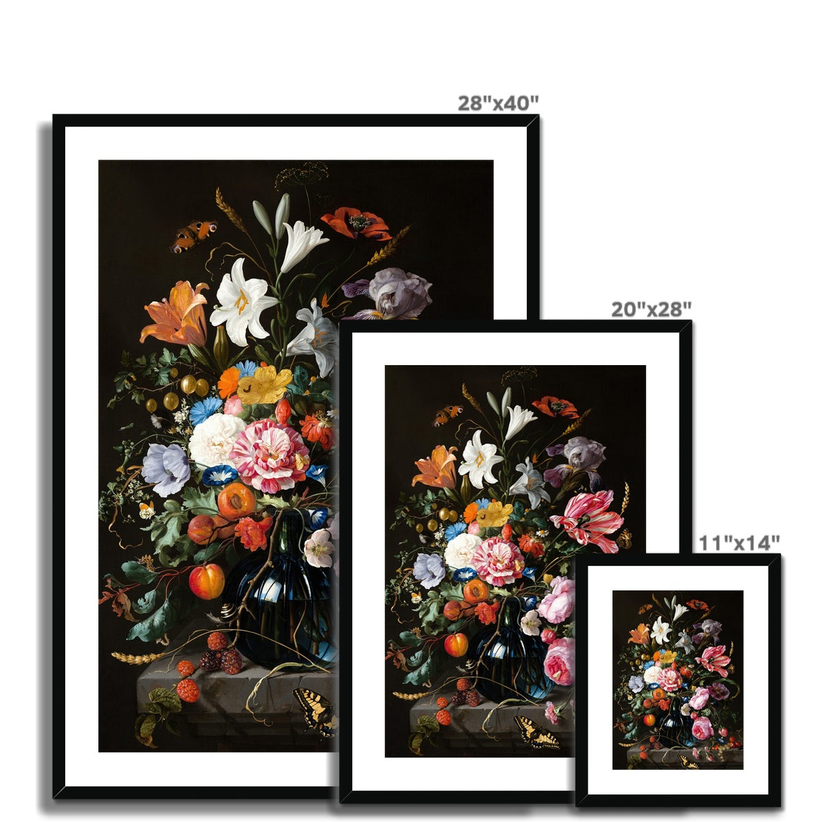 &#39;Vase of Flowers&#39; Still Life by Jan Davidsz de Heem. Framed Open Edition Fine Art Print. Historic Art