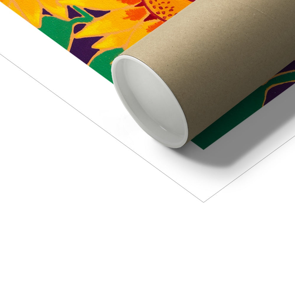 Joanne Short Fine Art Open Edition Cornish Art Print. 'Sunny Sunflowers, Holywell Bay'. Cornwall Art Gallery