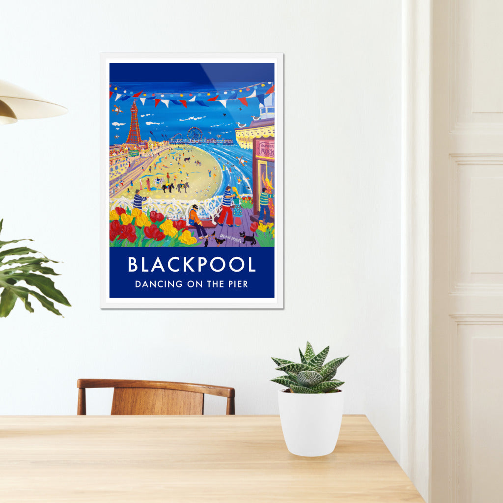 Vintage Style Travel Wall Art Poster Print by John Dyer. Dancing on the Pier, Blackpool