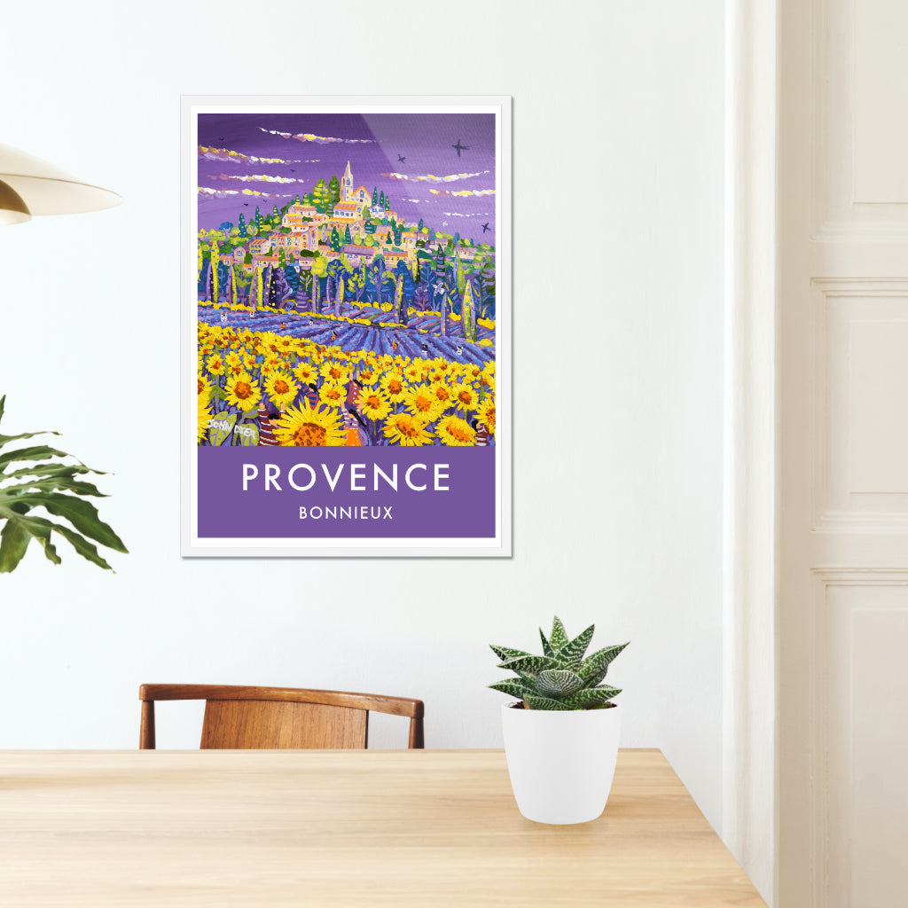 Bonnieux, Provence, France. Vintage Style Travel French Wall Art Poster Print by John Dyer.