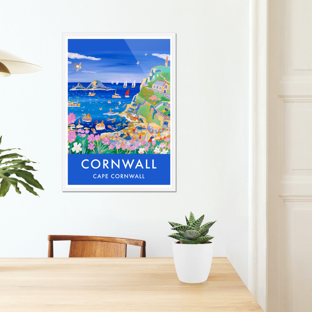 Vintage Style Seaside Travel Poster by John Dyer. Cape Cornwall, Lands End