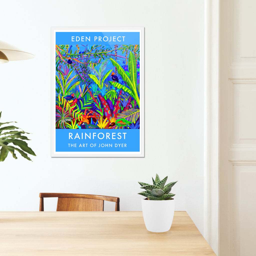 Vintage Style Rainforest Travel Poster Art Print by John Dyer. Roul Roul Birds, Rainforest Biome, Eden Project Garden