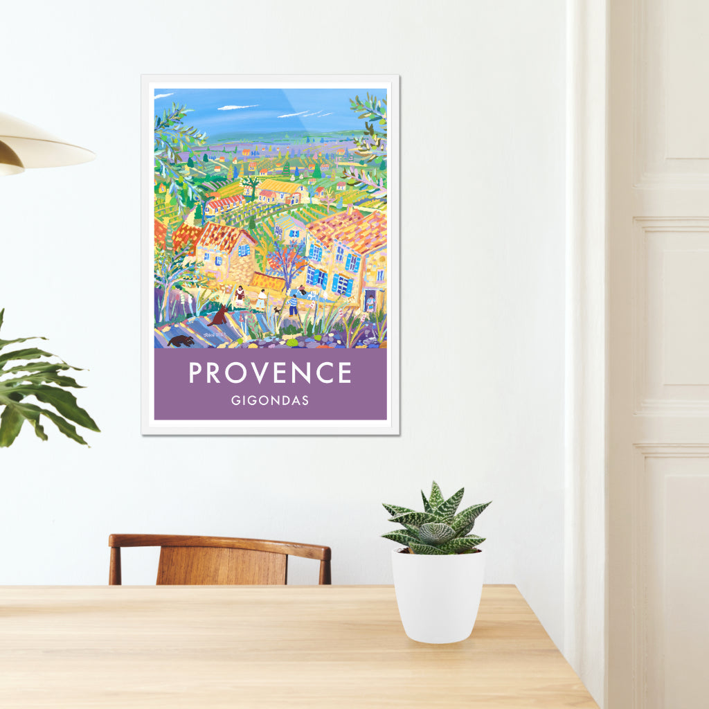Gigondas, Provence, France. Vintage Style French Wall Art Travel Poster by John Dyer.