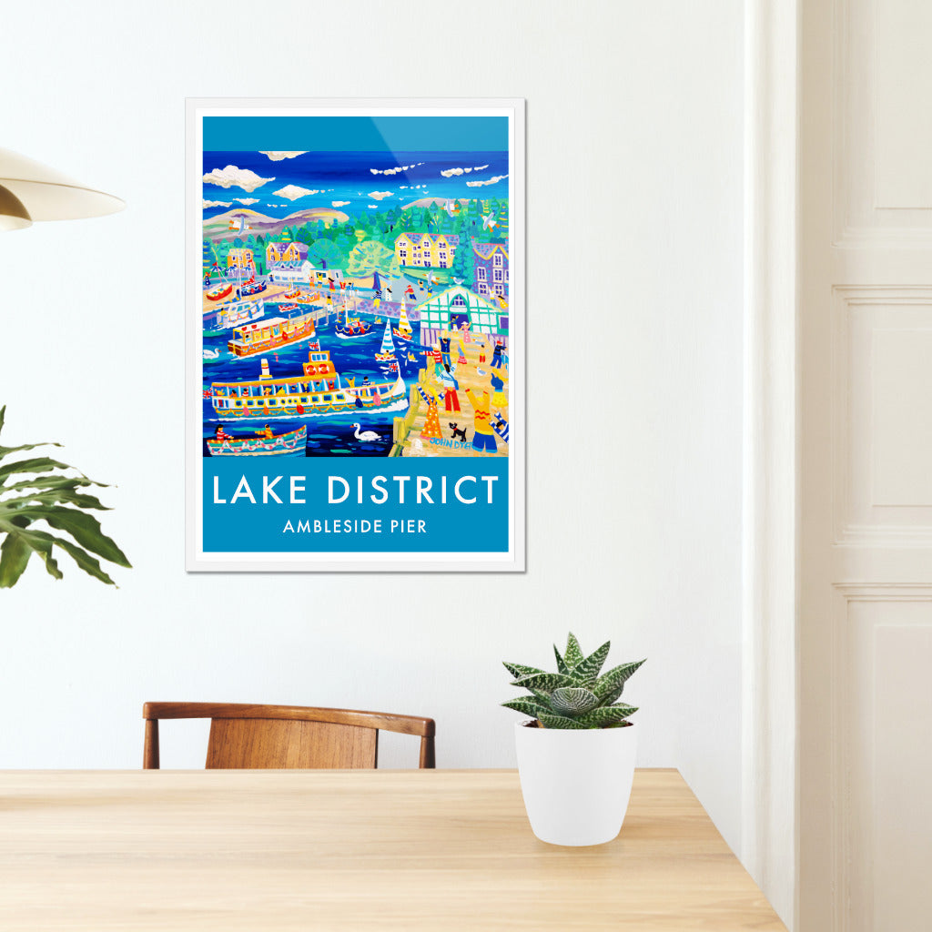 Vintage Style Art Travel Poster Print by John Dyer Ambleside Pier, The Lake District