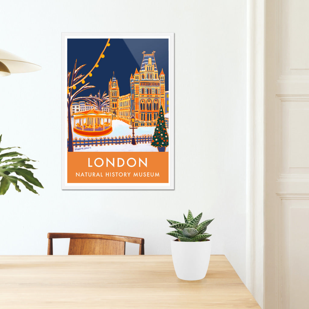 Vintage Style London Travel Poster Print by Joanne Short of The Natural History Museum, London