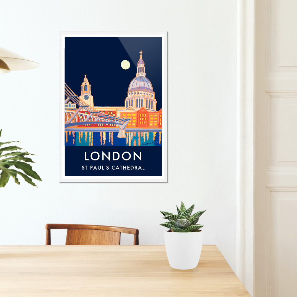 London Art Print of St Paul&#39;s Cathedral. Vintage Style Poster Design by British Artist Joanne Short