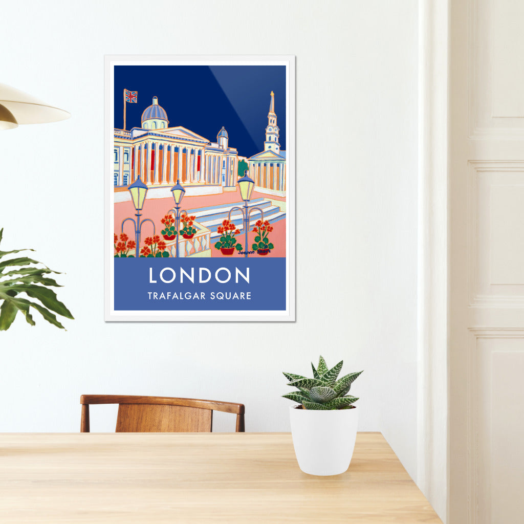 Vintage Style Travel Poster Print by Joanne Short of Trafalgar Square, London