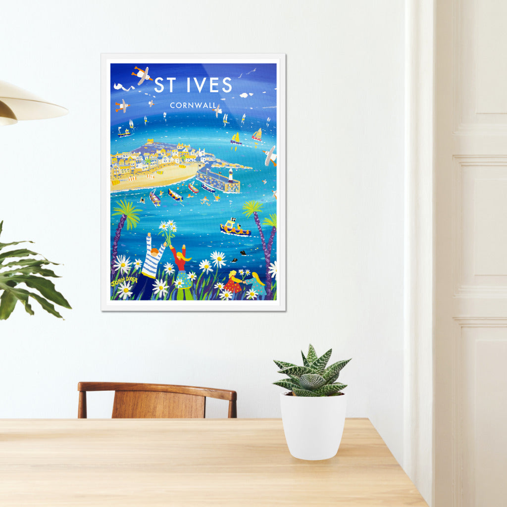 Vintage Style Seaside Travel Poster by John Dyer. St Ives in Cornwall