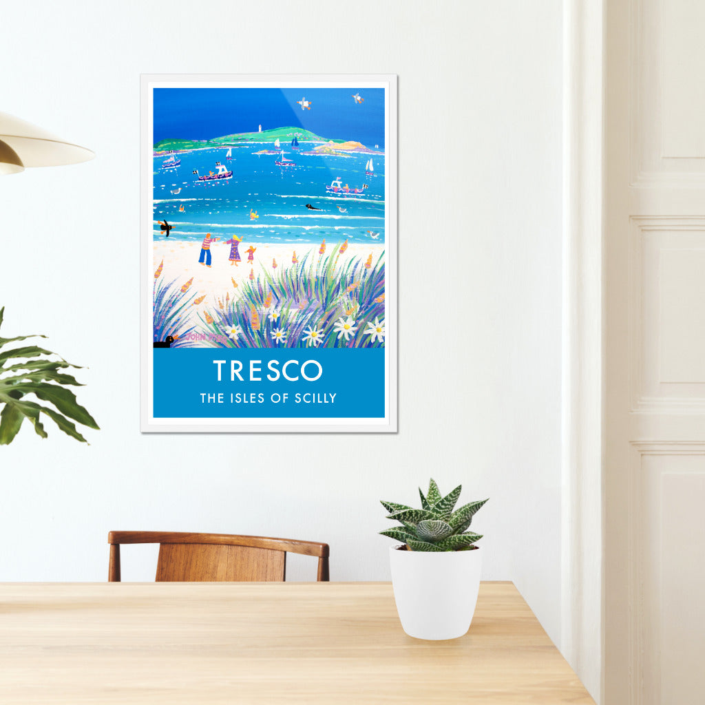 Vintage Style Seaside Travel Poster by John Dyer of Tresco Island in Cornwall