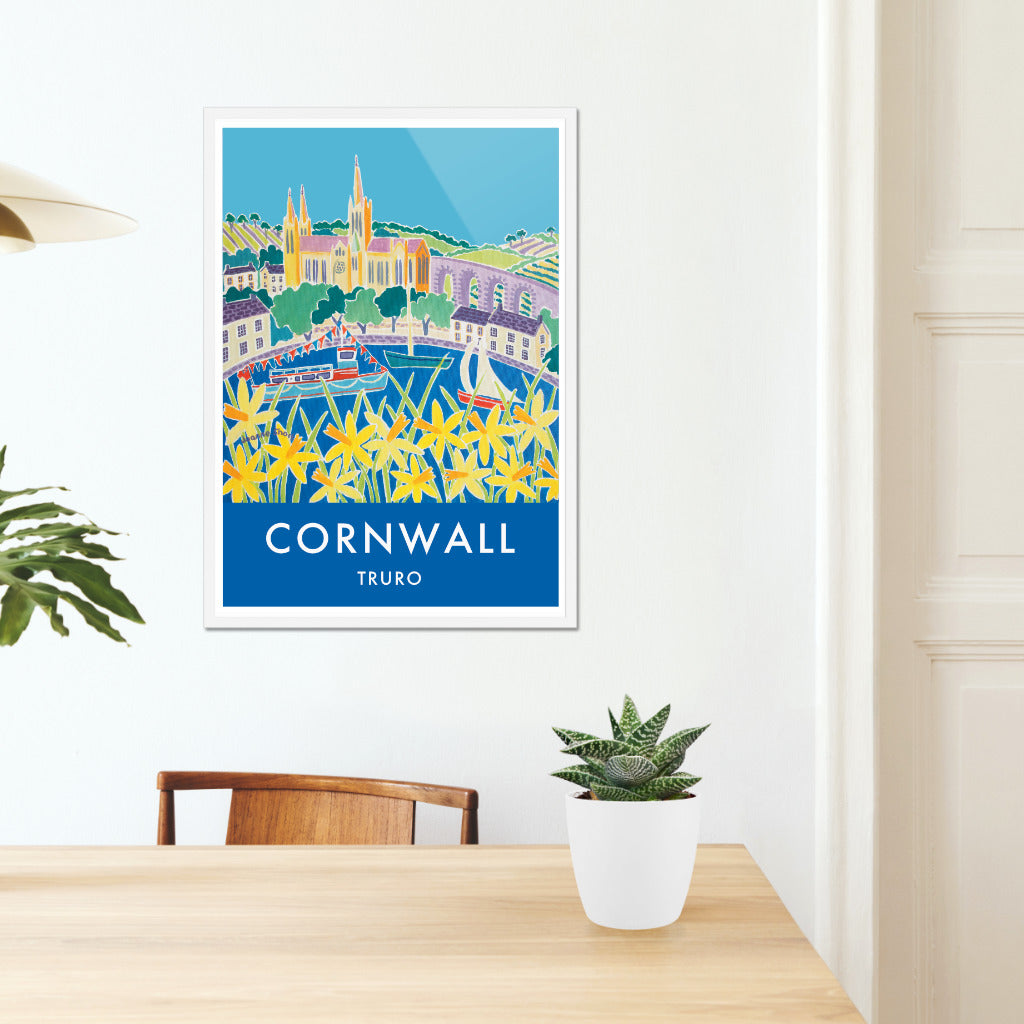 Vintage Style Seaside Travel Poster by Joanne Short of Truro in Cornwall