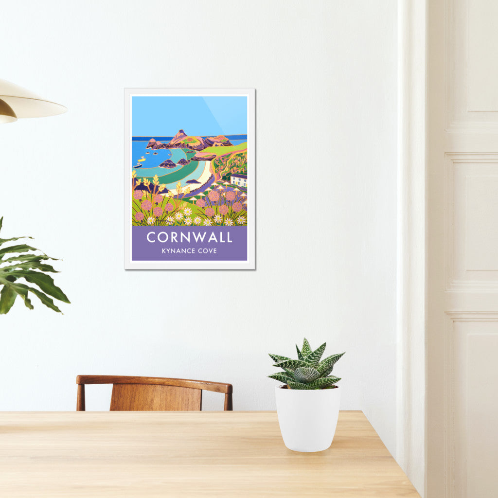 Vintage Style Travel Wall Art Poster Print of Kynance Cove Beach by Cornish Artist Joanne Short