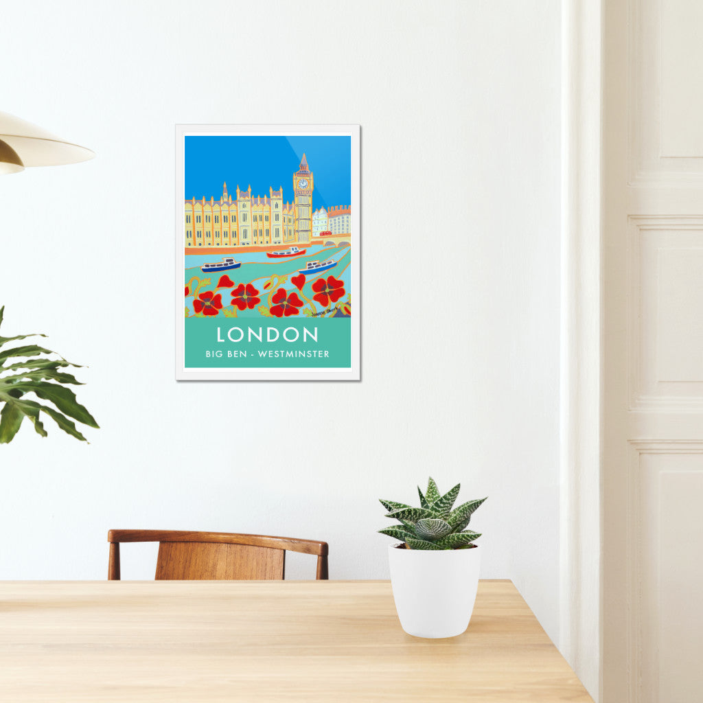 Vintage Style Travel Poster Print by Joanne Short of Big Ben, London