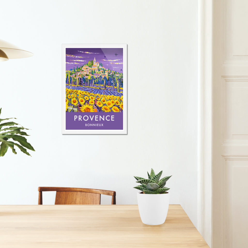 Bonnieux, Provence, France. Vintage Style Travel French Wall Art Poster Print by John Dyer.