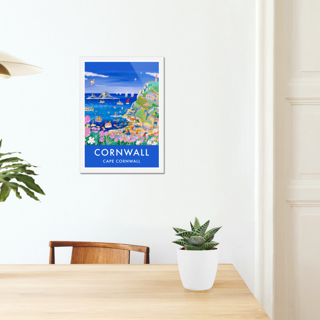 Vintage Style Seaside Travel Poster by John Dyer. Cape Cornwall, Lands End