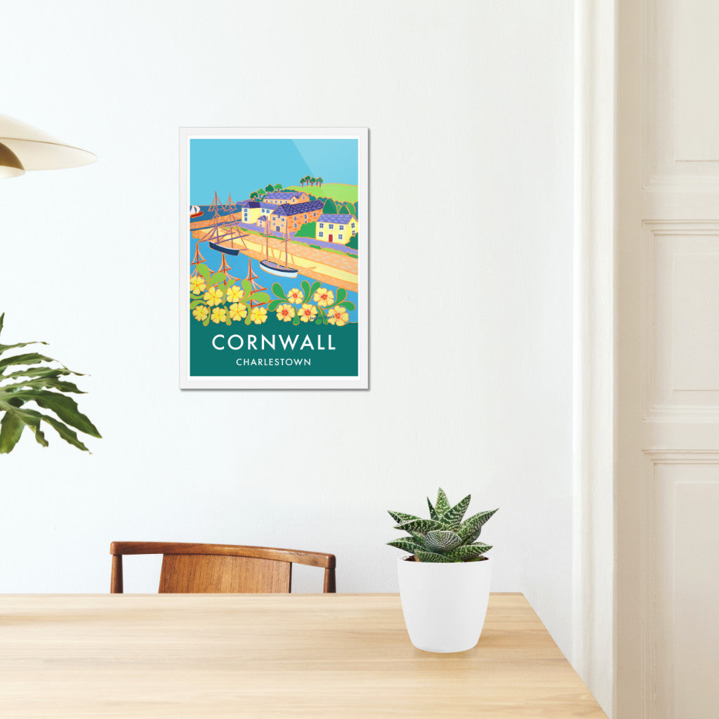 Charlestown Art Prints of Cornwall by Cornish Artist Joanne Short. Cornwall Art Gallery, Vintage Style Posters.