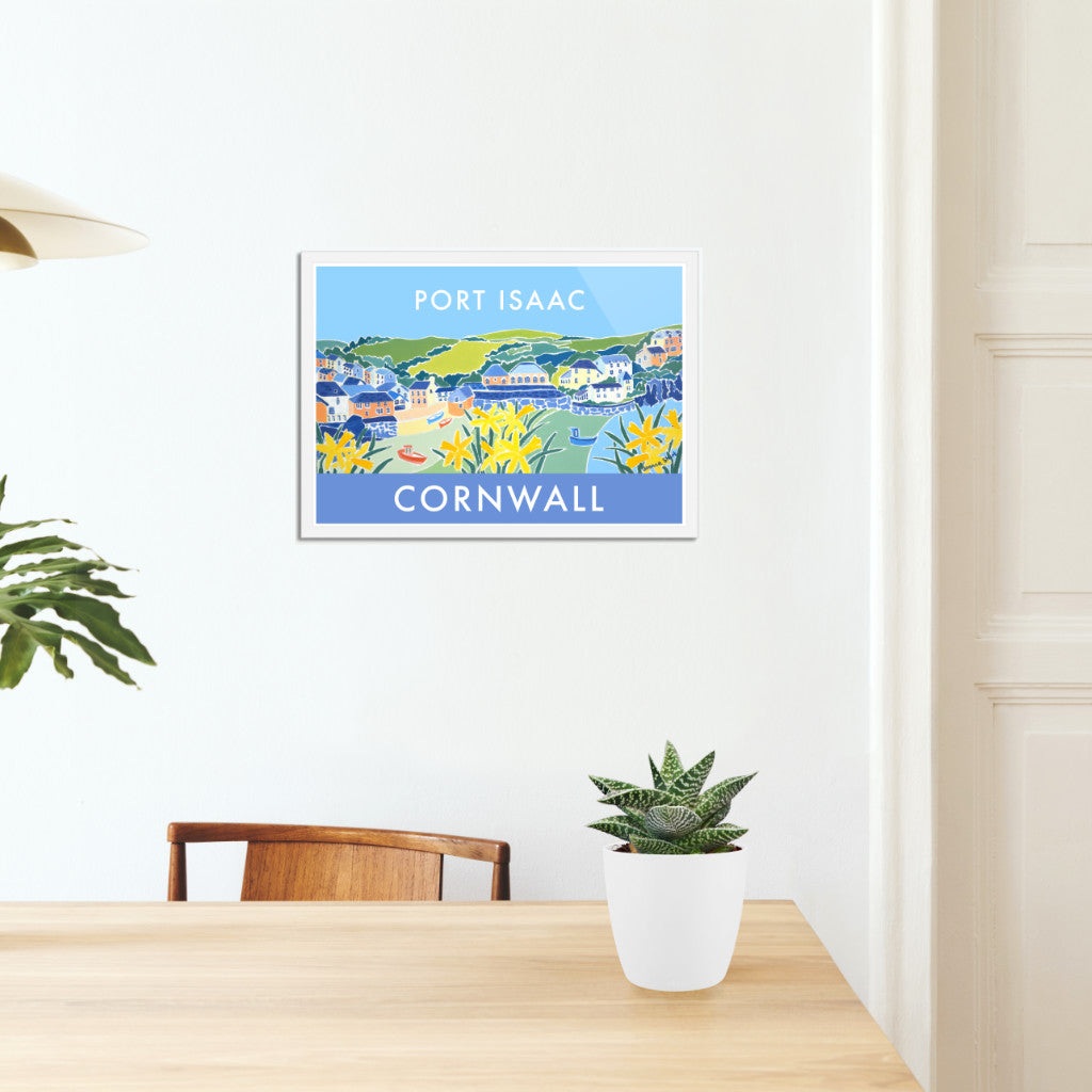 Port Isaac Art Prints of Cornwall by Cornish Artist Joanne Short. Vintage Style Poster Print Art for Homes. Cornwall Art Gallery
