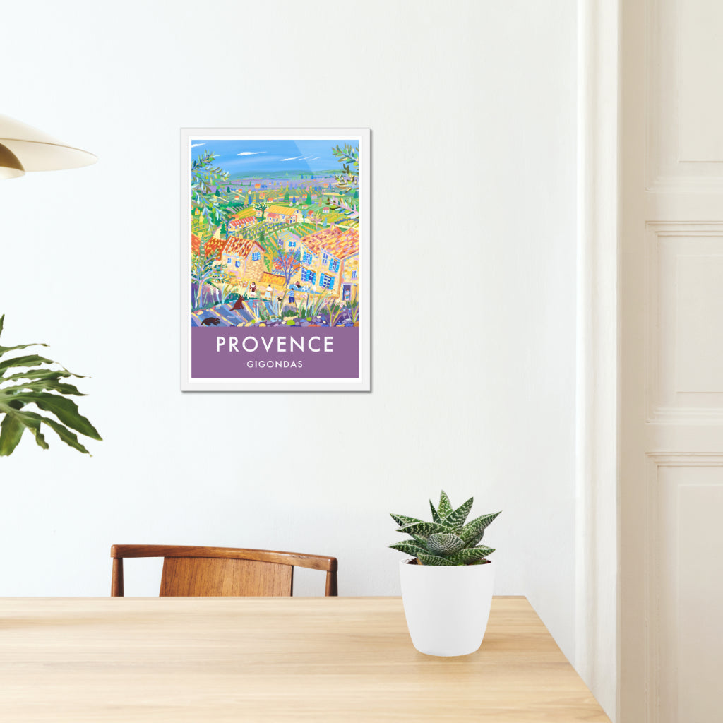 Gigondas, Provence, France. Vintage Style French Wall Art Travel Poster by John Dyer.