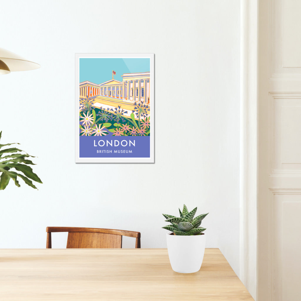 Vintage Style Travel Art Poster Print by Joanne Short. The British Museum, London