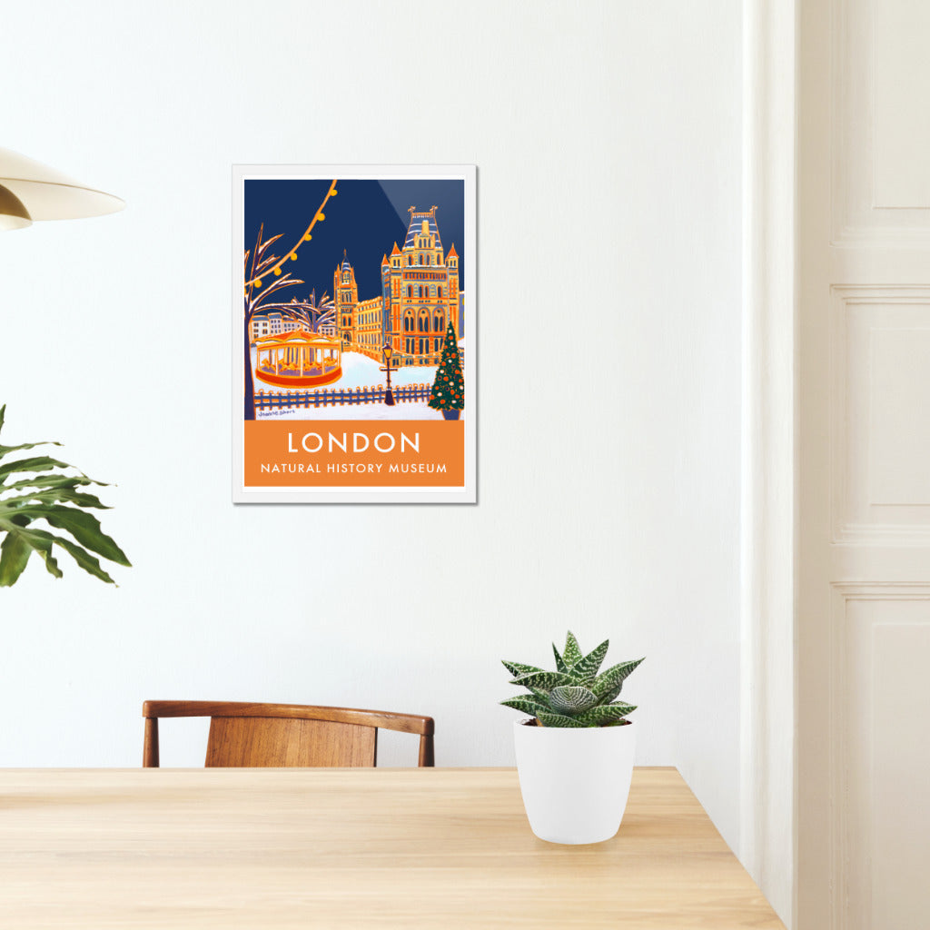Vintage Style London Travel Poster Print by Joanne Short of The Natural History Museum, London