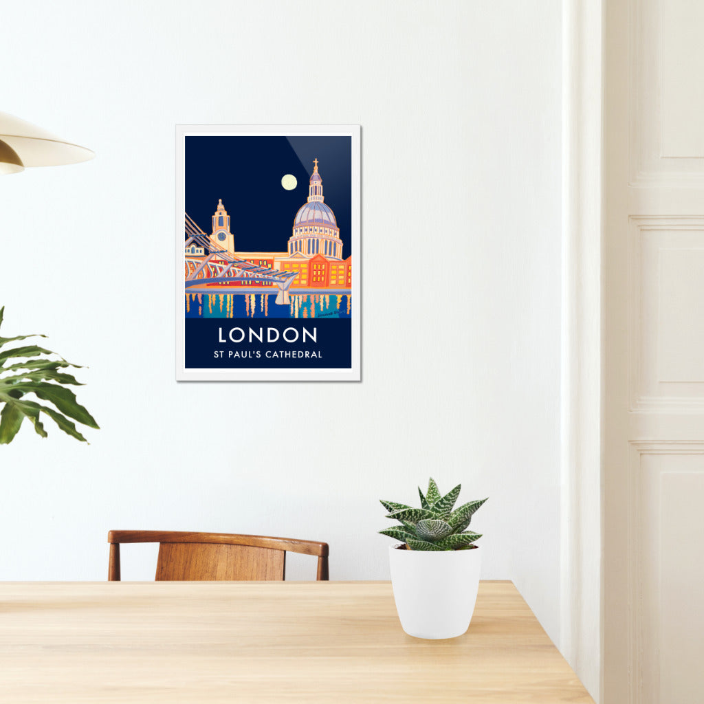 London Art Print of St Paul&#39;s Cathedral. Vintage Style Poster Design by British Artist Joanne Short